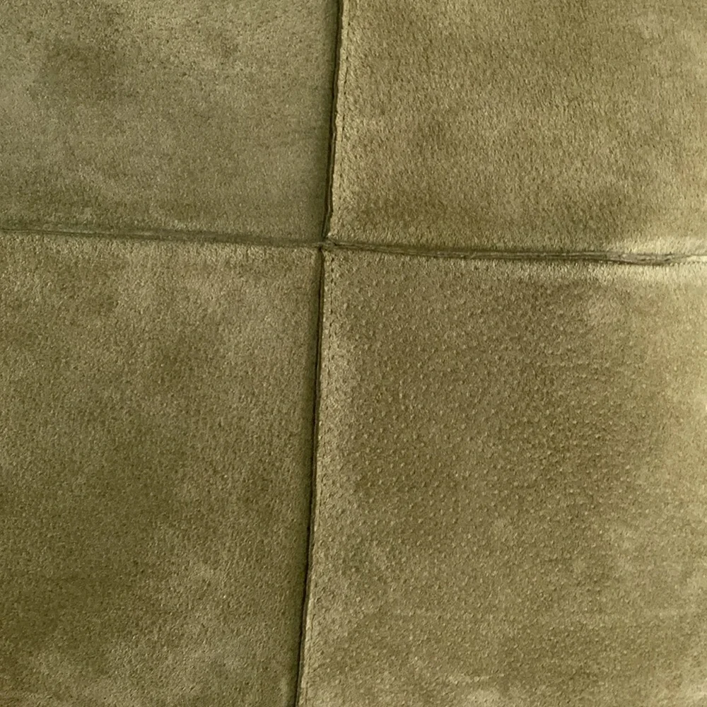 Crate & Barrel accent sofa pillows (2) Dust Suede Spruce green 20” feather fill
